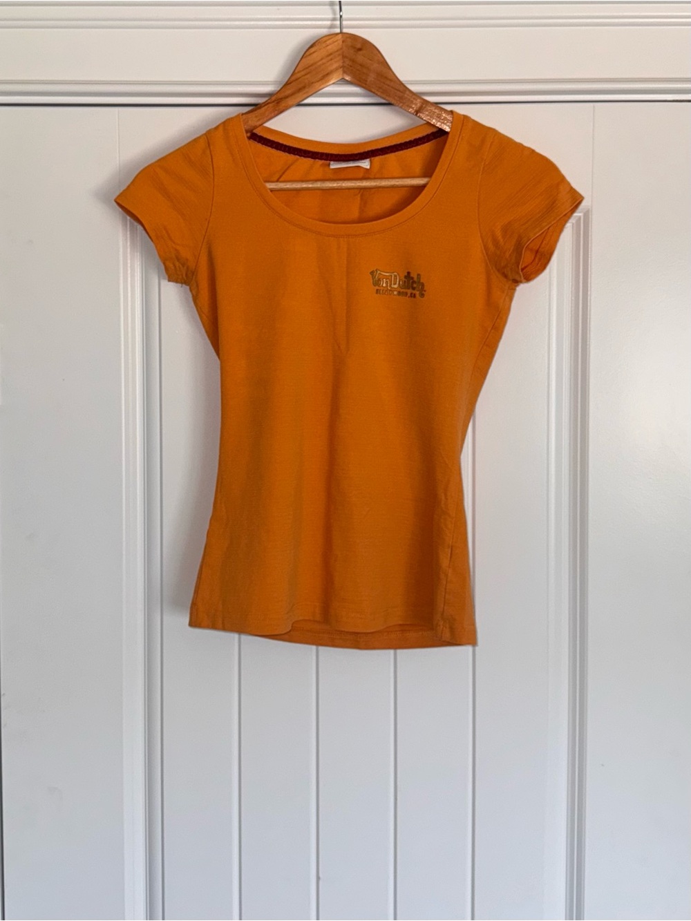 Von Dutch Orange/Yellow Scoop Neck Short Sleeve Tee